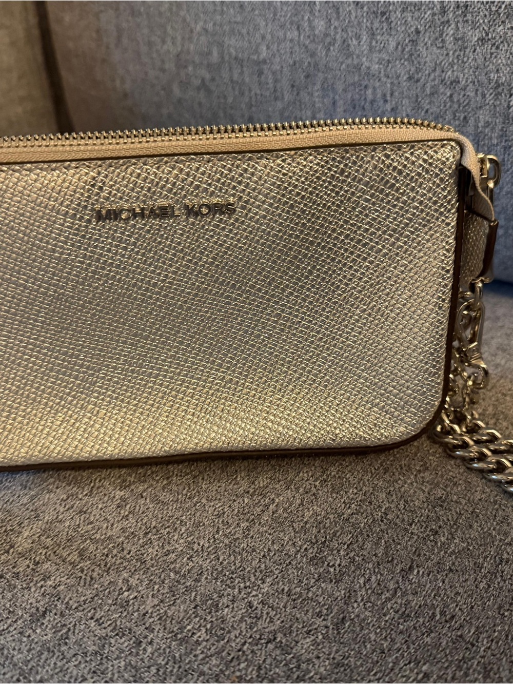 Michael Kors Metallic Gold Crossbody Wallet